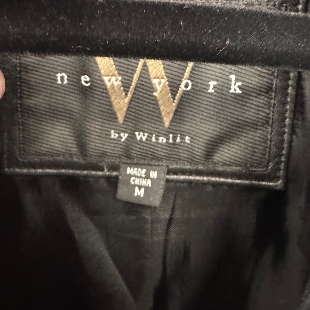 W New York by Winlit Black Genuine Leather Zip Front Jacket Womens Medium - Picture 5 of 9